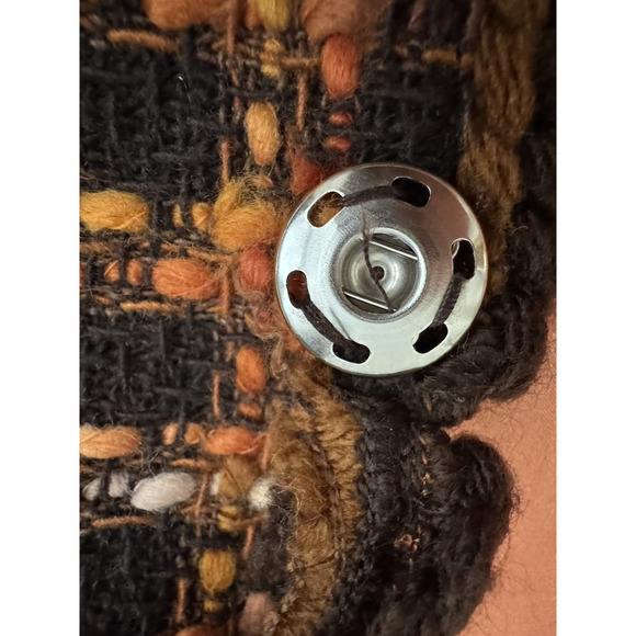 Allen Schwartz Blazer 10 Black Orange Boucle Tweed Woven Jacket Vintage Y2K - Picture 11 of 13